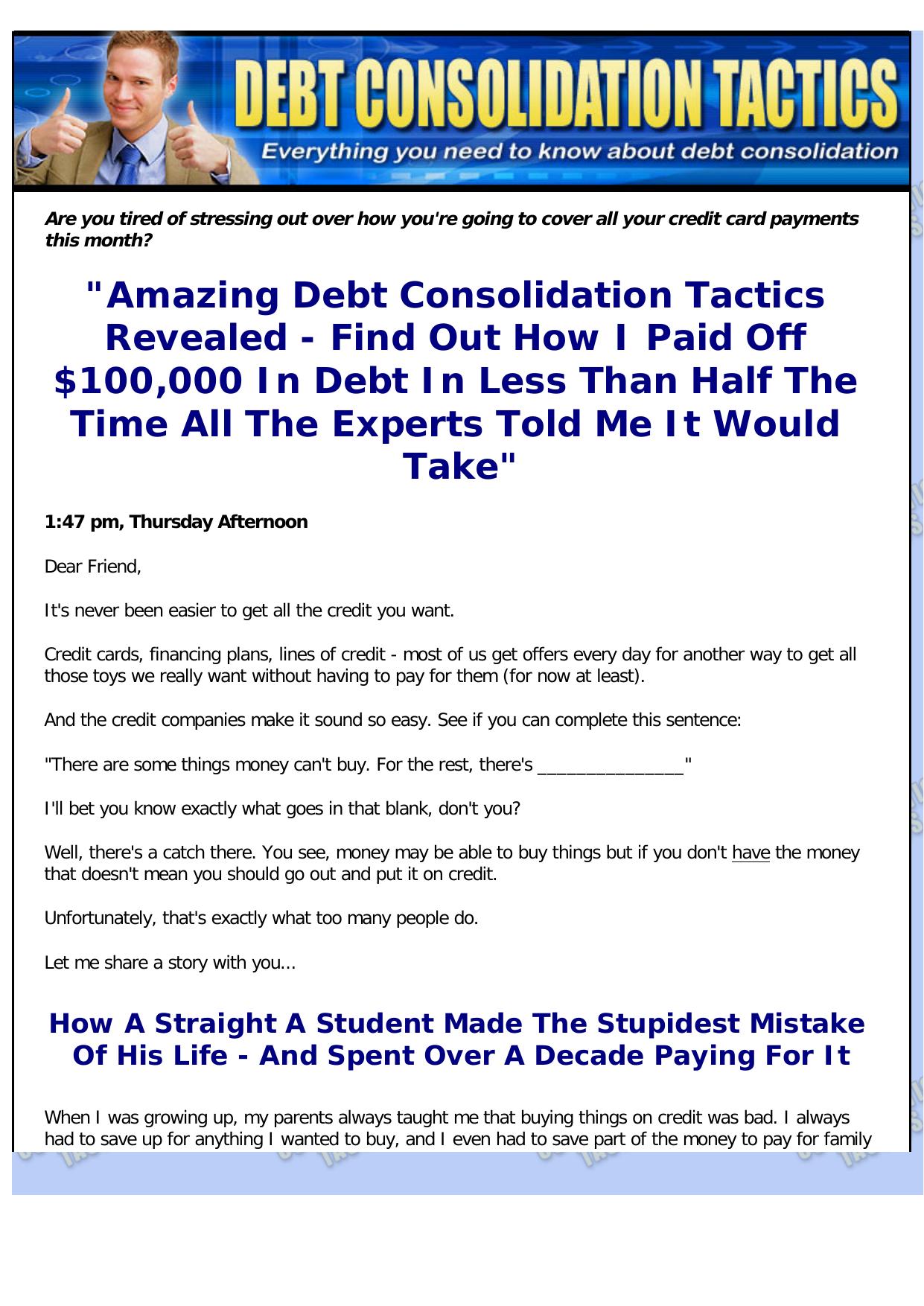 Debt Consolidation Tactics.. by Best of Kuszter's Collection