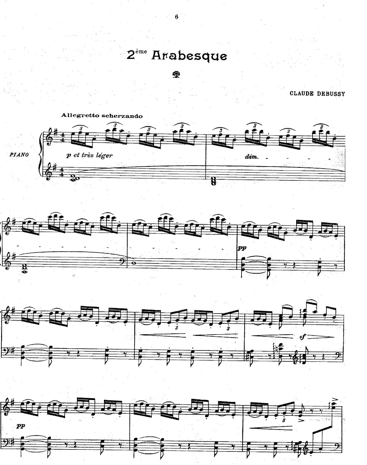 Debussy by Arabesque No.2 (partition)