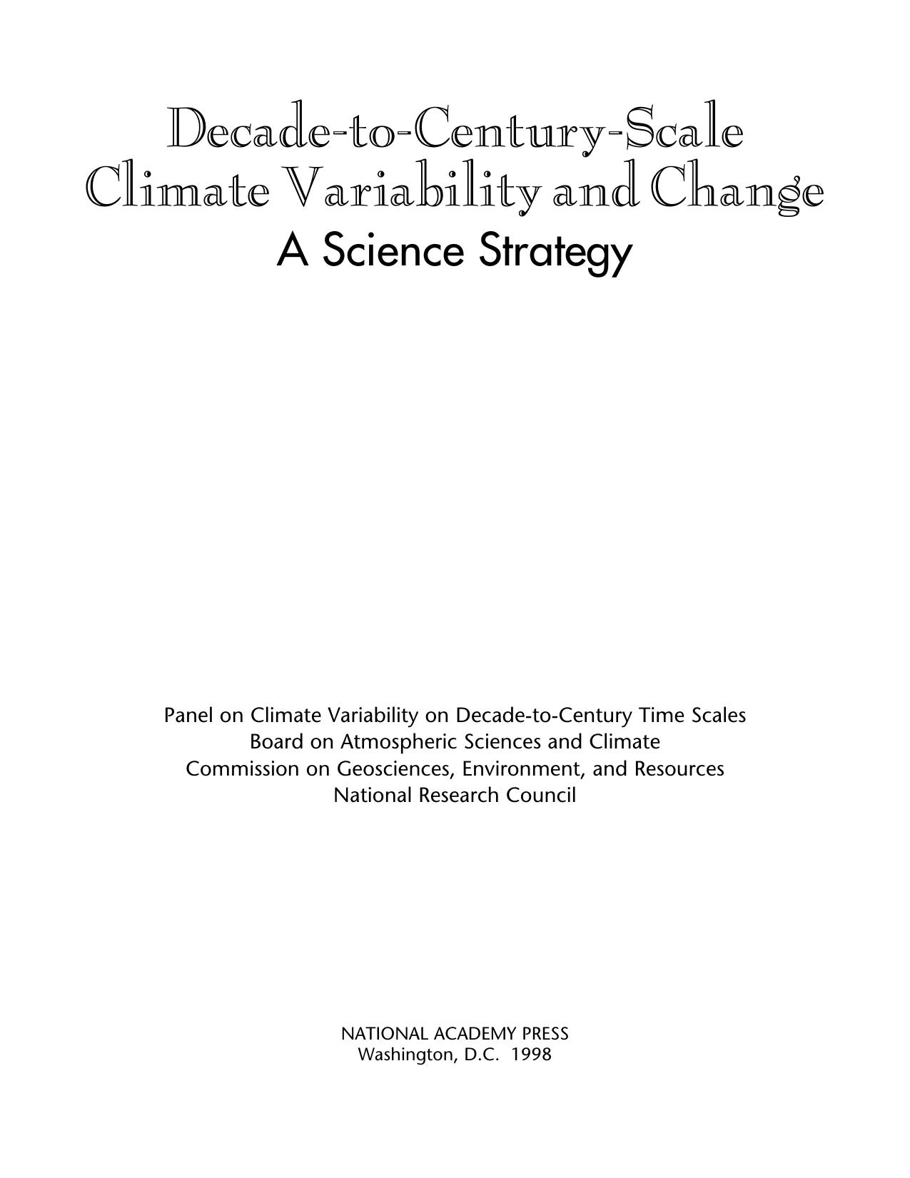Decade-to-Century-Scale Climate Variability and Change: A Science Strategy by National Research Council