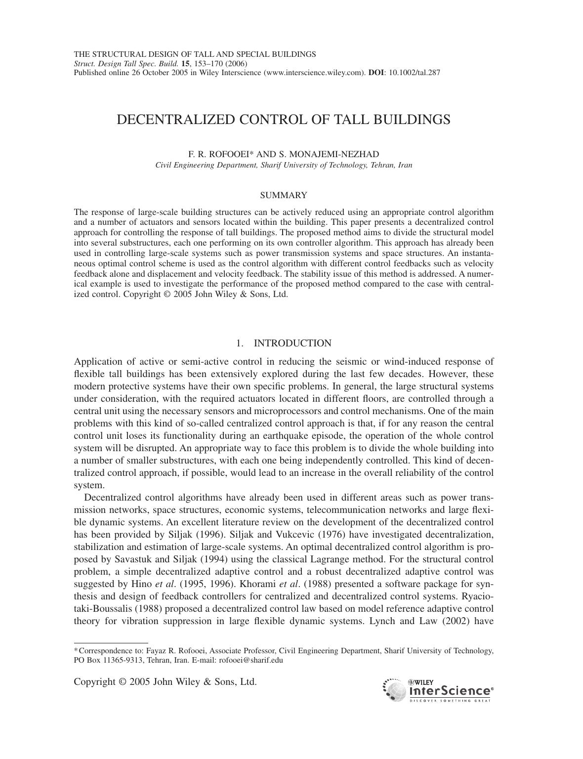 Decentralized control of tall buildings by M34