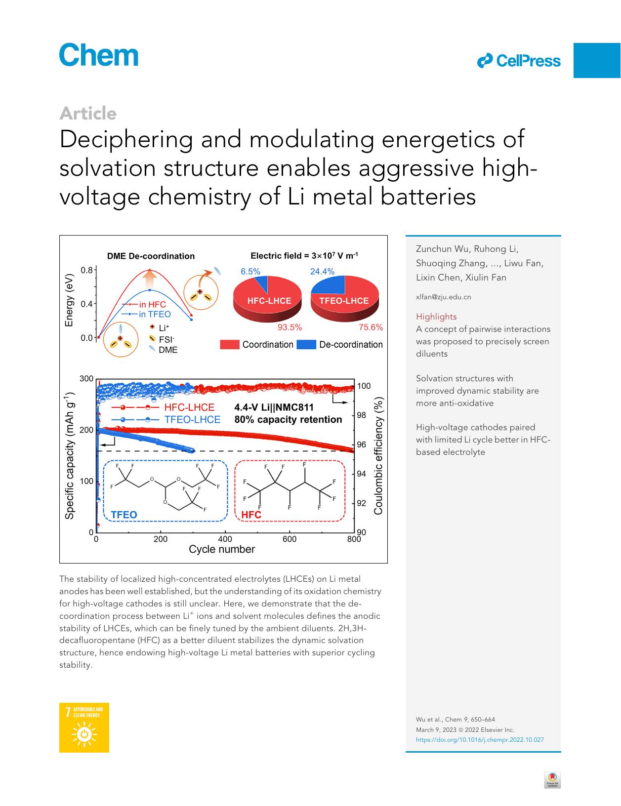 Deciphering and modulating energetics of solvation structure enables aggressive high-voltage chemistry of Li metal batteries by unknow