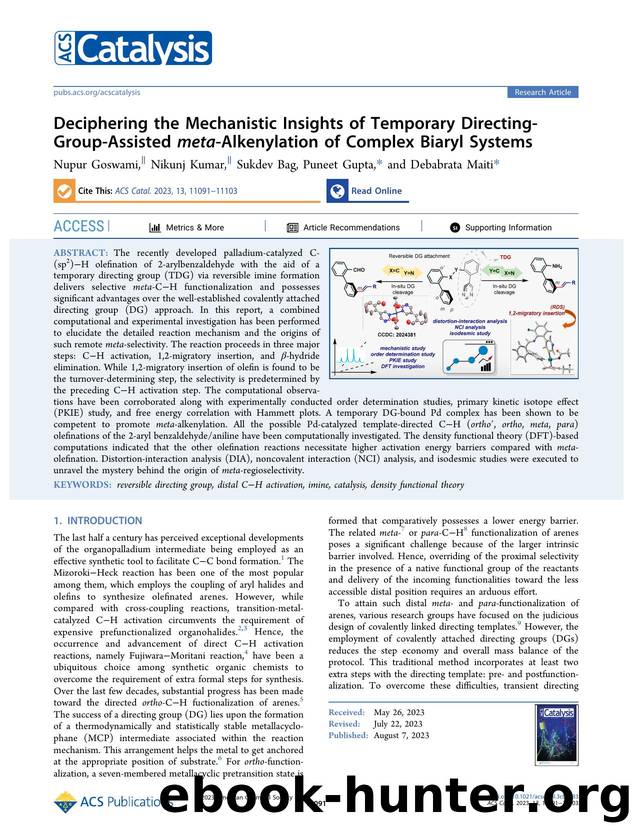 Deciphering the Mechanistic Insights of Temporary Directing-Group-Assisted meta-Alkenylation of Complex Biaryl Systems by Nupur Goswami Nikunj Kumar Sukdev Bag Puneet Gupta and Debabrata Maiti