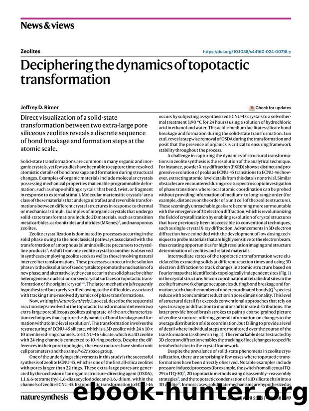 Deciphering the dynamics of topotactic transformation by Jeffrey D. Rimer