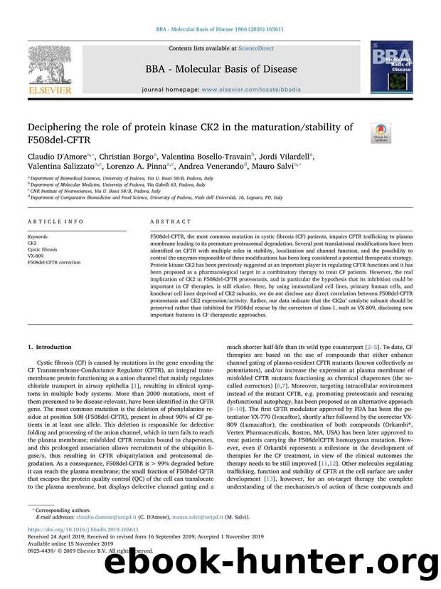 Deciphering the role of protein kinase CK2 in the maturationstability of F508del-CFTR by unknow