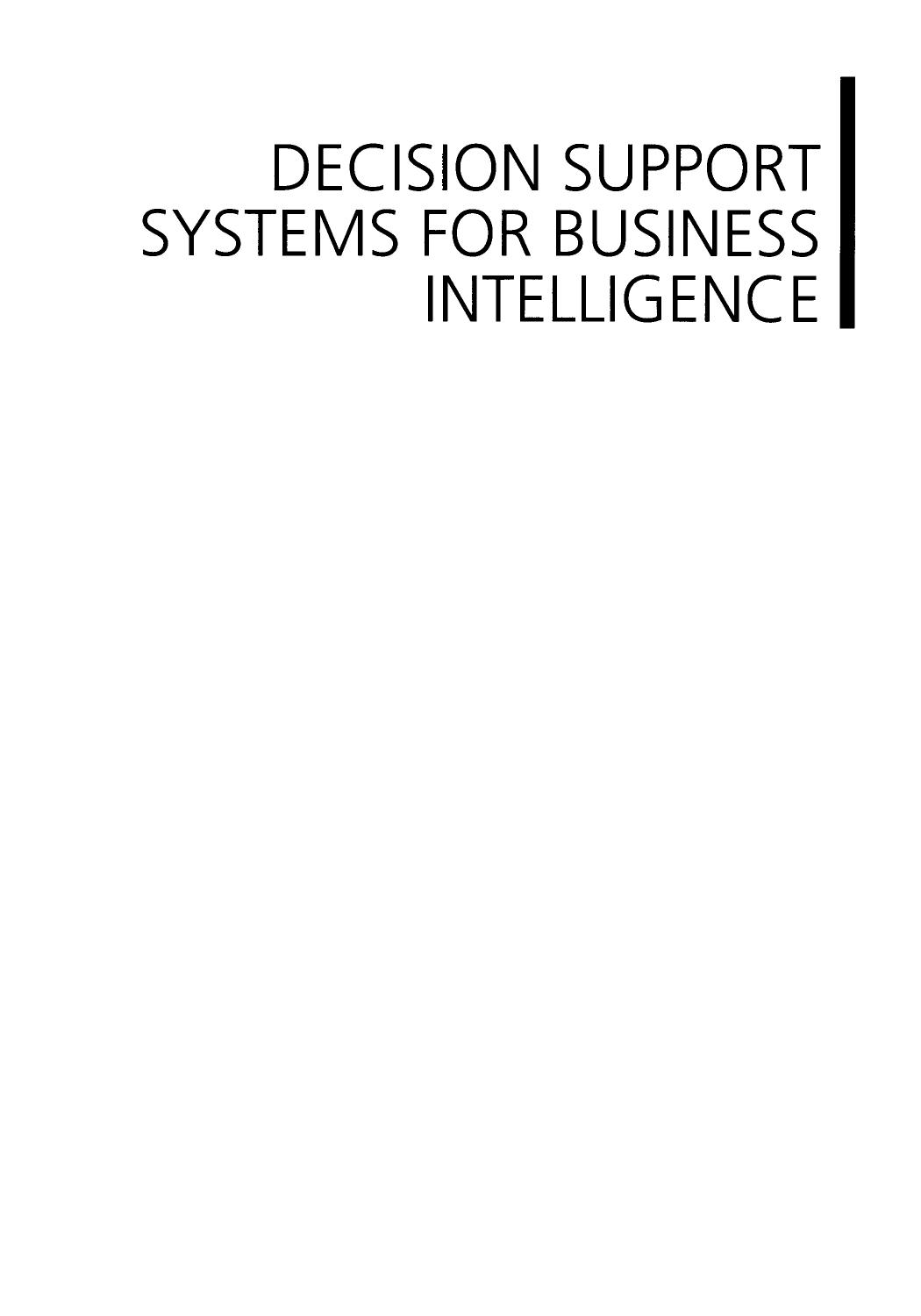 Decision Support Systems for Business Intelligence by Unknow