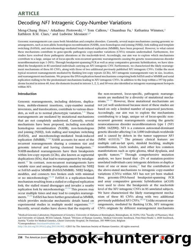 Decoding NF1 Intragenic Copy-Number Variations by unknow