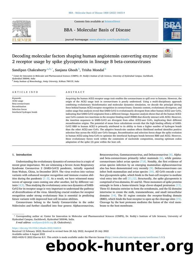 Decoding molecular factors shaping human angiotensin converting enzyme 2 receptor usage by spike glycoprotein in lineage B beta-coronaviruses by Sandipan Chakraborty & Sanjana Ghosh & Trisha Mondal