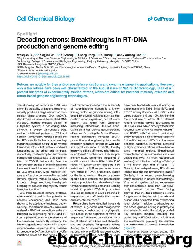 Decoding retrons: Breakthroughs in RT-DNA production and genome editing by Wenqian Liu & Yingjia Pan & Yu Zhang & Chang Dong & Lei Huang & Jiazhang Lian