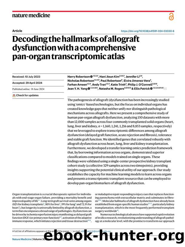 Decoding the hallmarks of allograft dysfunction with a comprehensive pan-organ transcriptomic atlas by unknow