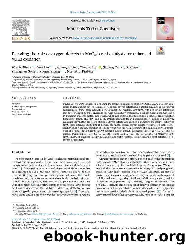 Decoding the role of oxygen defects in MnO2-based catalysts for enhanced VOCs oxidation by unknow