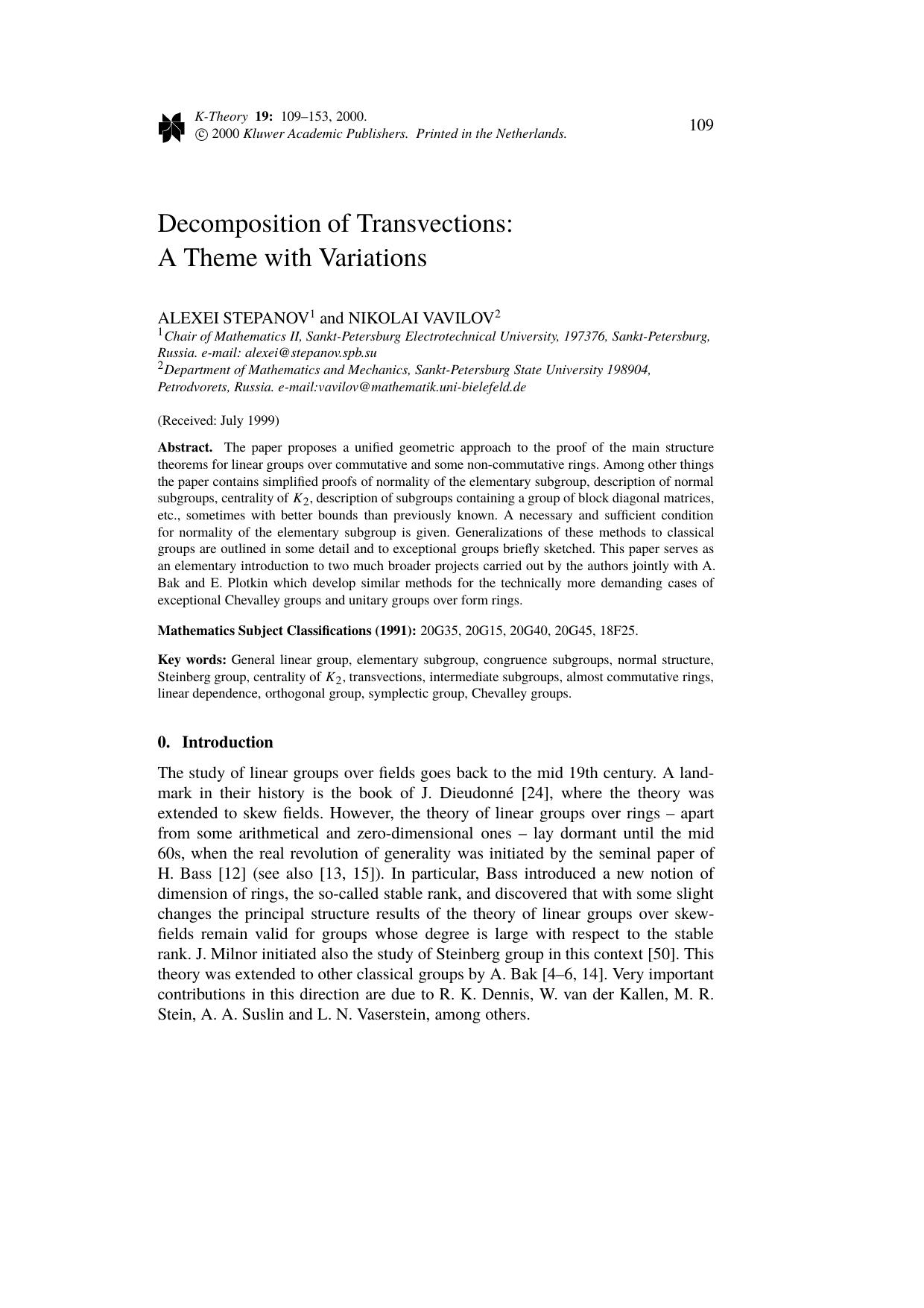 Decomposition of Transvections: A Theme with Variations by Unknown
