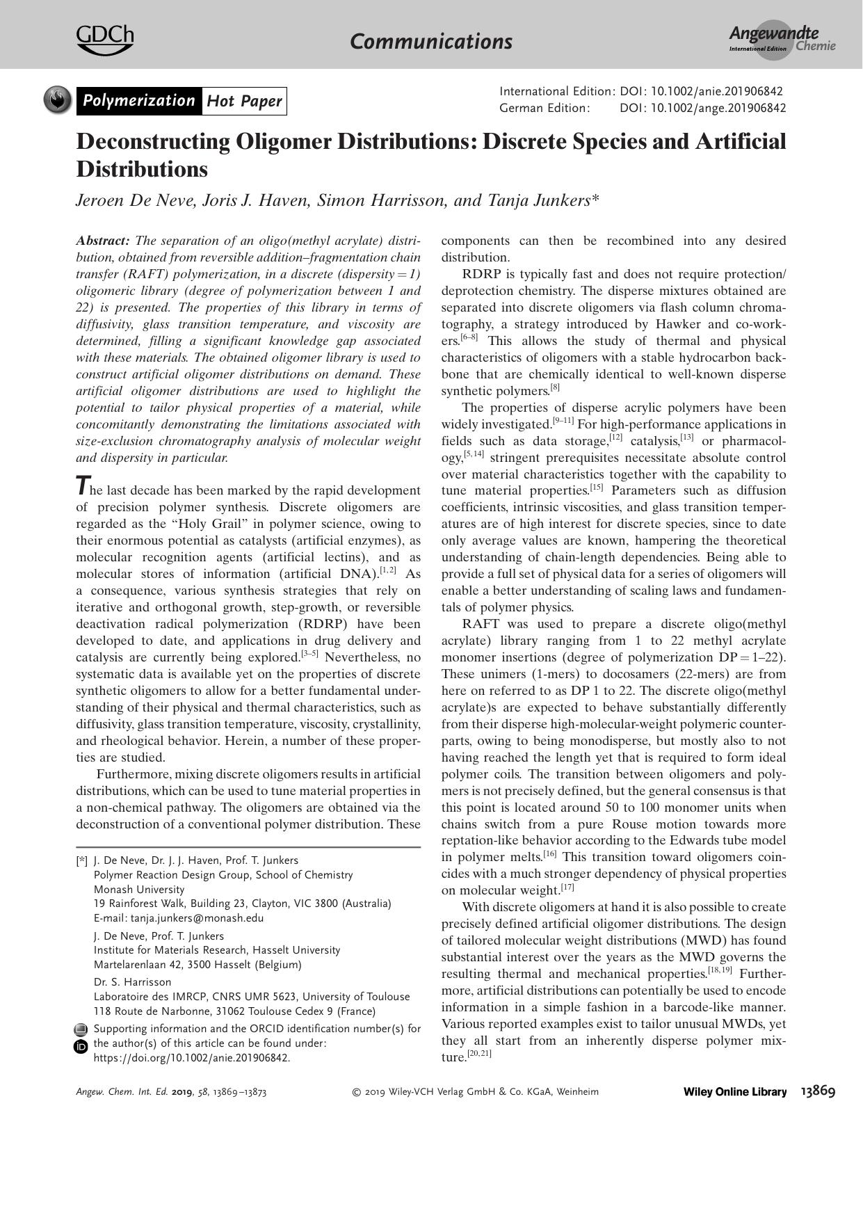 Deconstructing Oligomer Distributions: Discrete Species and Artificial Distributions by Unknown