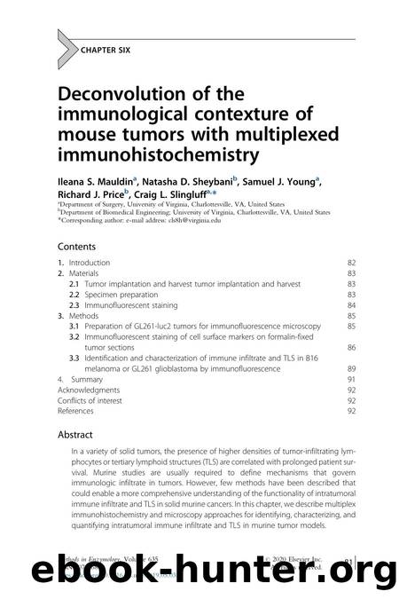 Deconvolution of the immunological contexture of mouse tumors with multiplexed immunohistochemistry by Ileana S. Mauldin & Natasha D. Sheybani & Samuel J. Young & Richard J. Price & Craig L. Slingluff