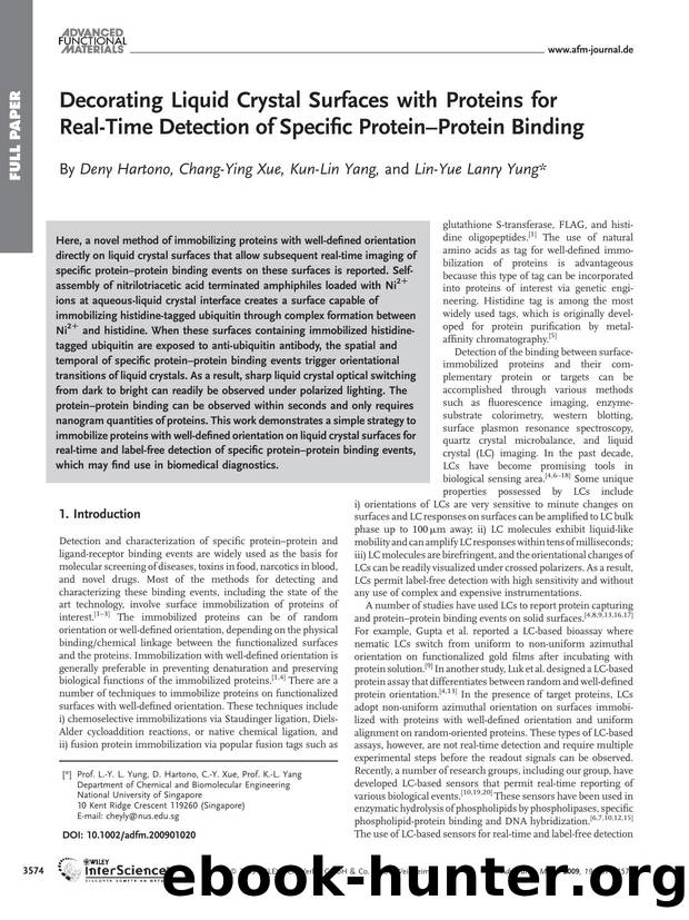 Decorating Liquid Crystal Surfaces with Proteins for Real-Time Detection of Specific Protein-Protein Binding by Unknown