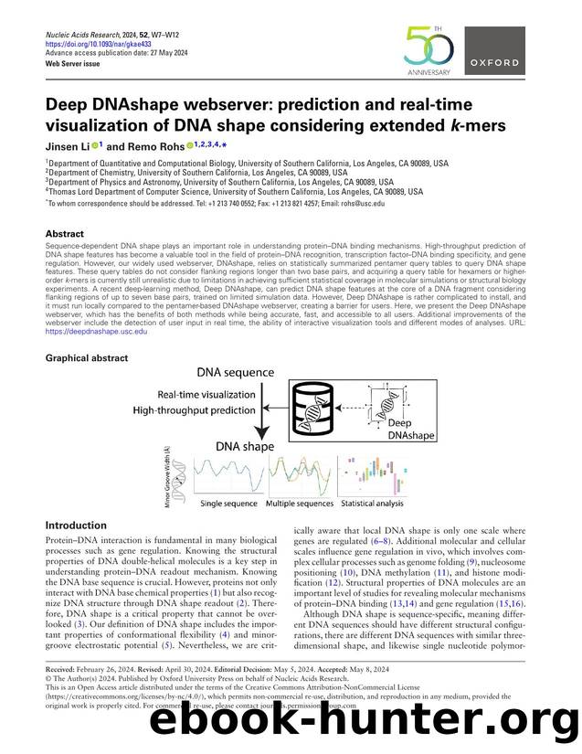 Deep DNAshape webserver: prediction and real-time visualization of DNA shape considering extended k-mers by Jinsen Li & Remo Rohs