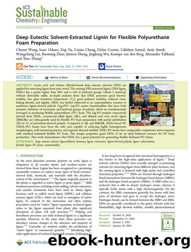 Deep Eutectic Solvent-Extracted Lignin for Flexible Polyurethane Foam Preparation by unknow