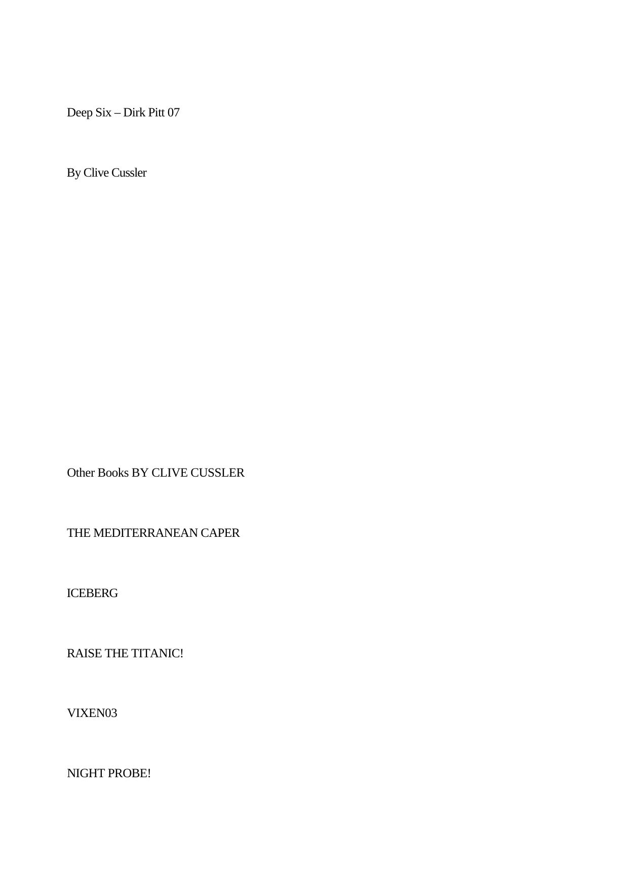 Deep Six by Clive Cussler