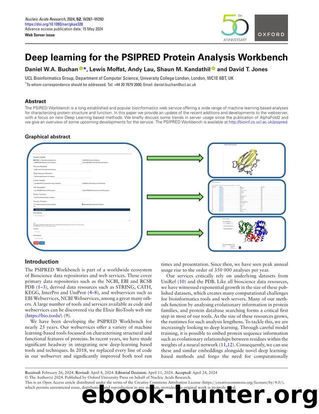 Deep learning for the PSIPRED Protein Analysis Workbench by Daniel WA Buchan & Lewis Moffat & Andy Lau & Shaun M Kandathil & David T Jones