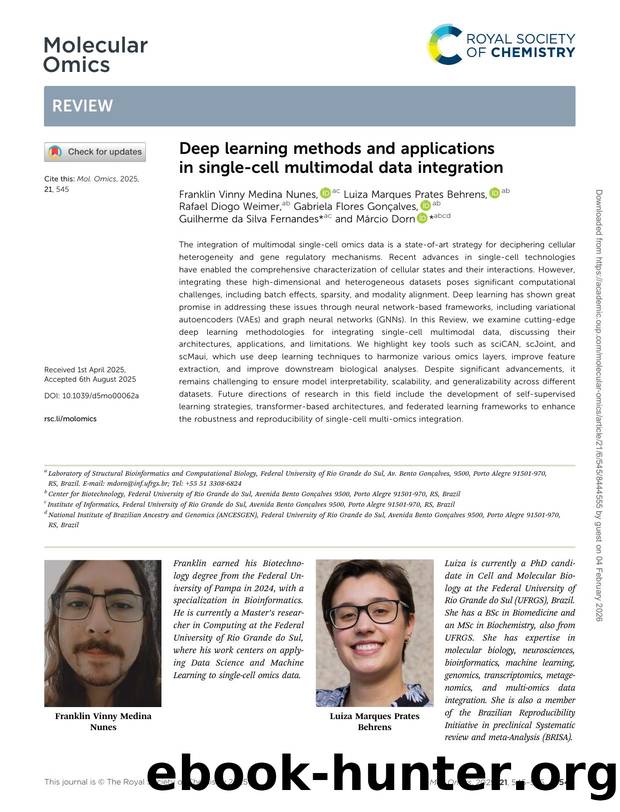 Deep learning methods and applications in single-cell multimodal data integration by unknow