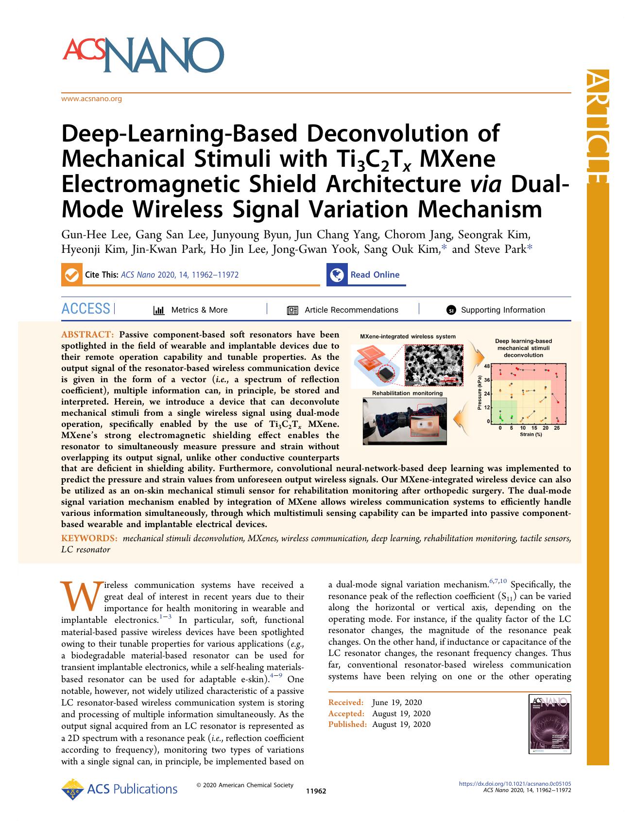 Deep-Learning-Based Deconvolution of Mechanical Stimuli with Ti3C2Tx MXene Electromagnetic Shield Architecture via Dual-Mode Wireless Signal Variation Mechanism by unknow
