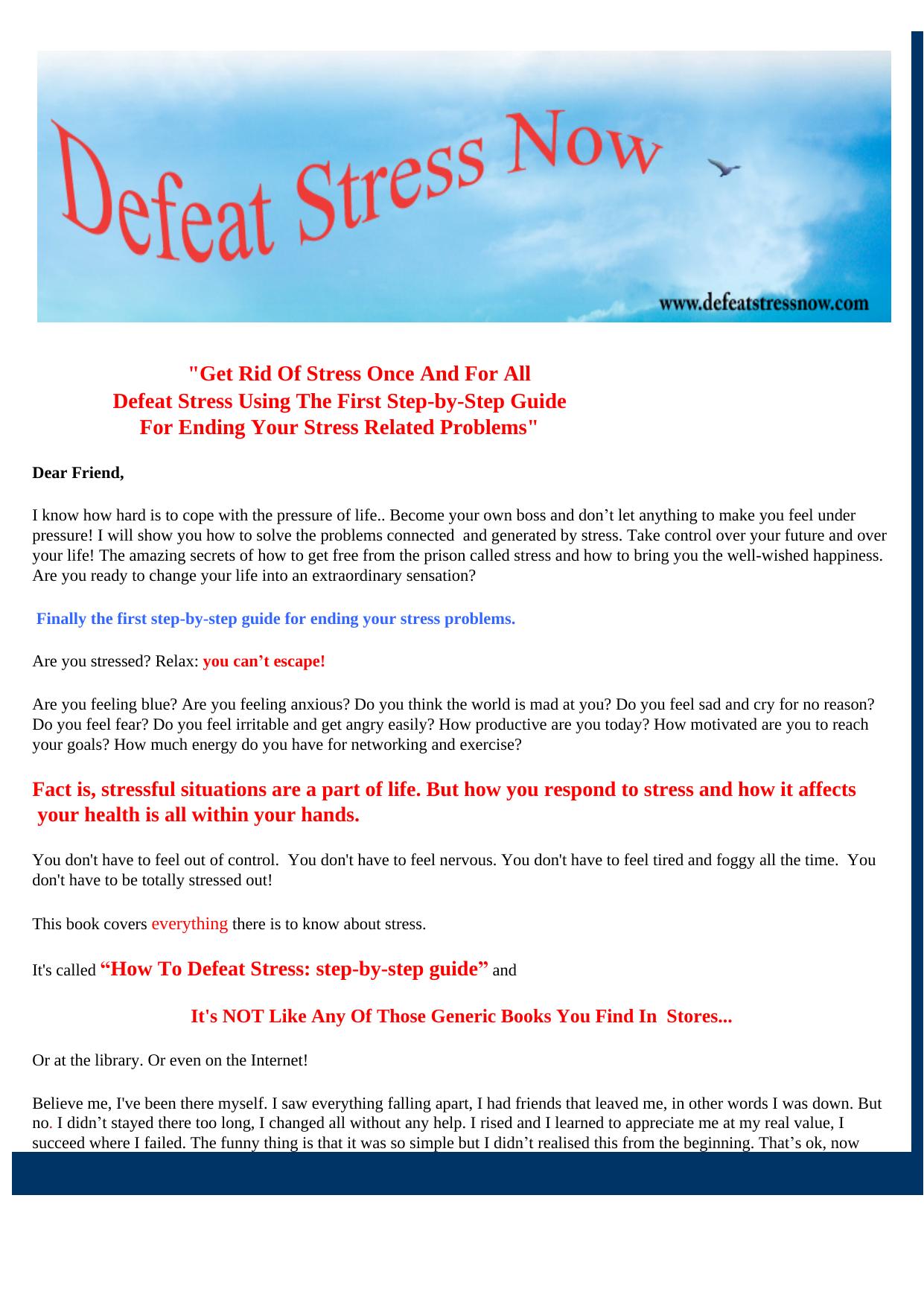 Defeat Stress Now - Step-by-Step Guide ! by Best of Kuszter's Collection