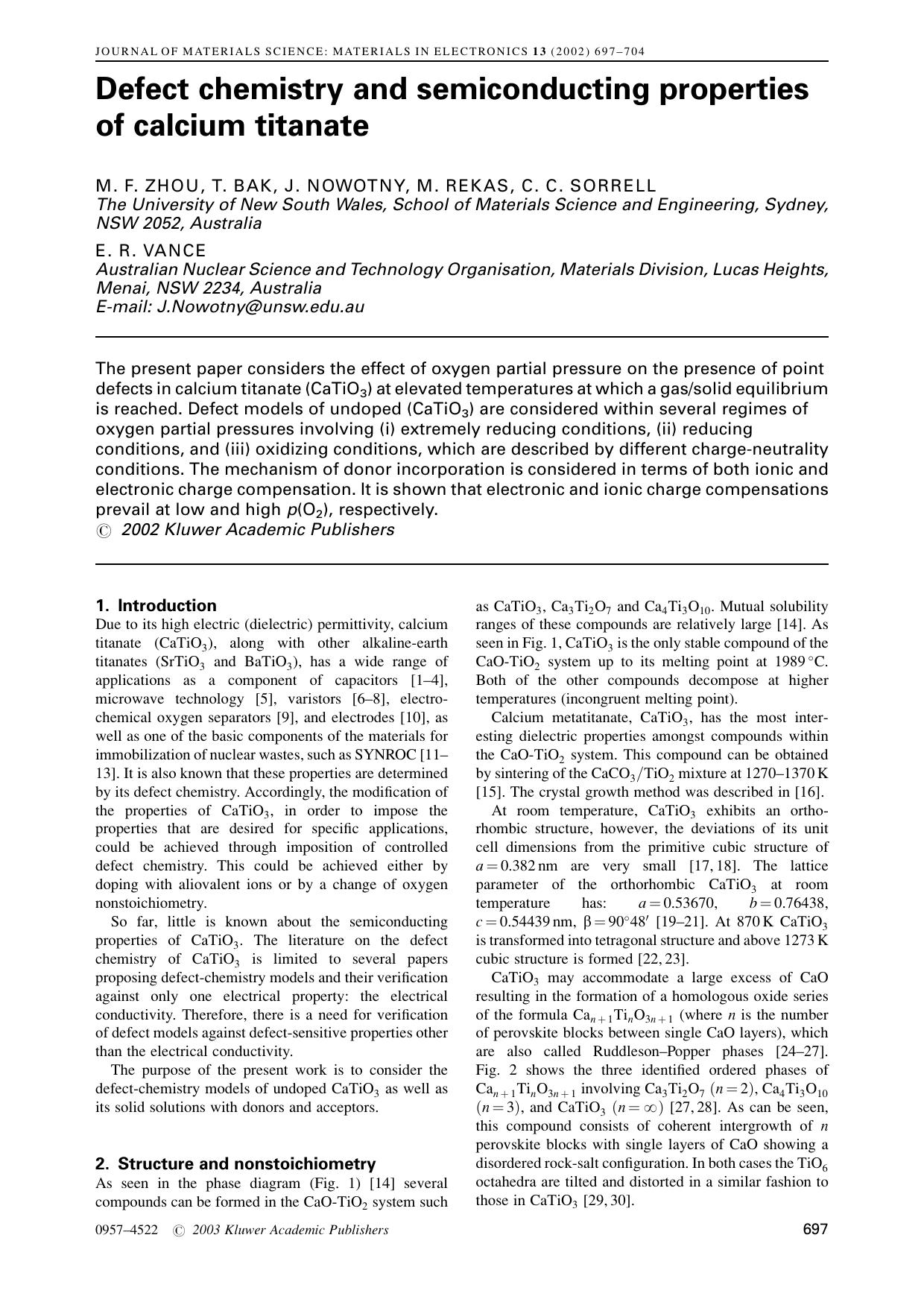 Defect chemistry and semiconducting properties of calcium titanate by Unknown