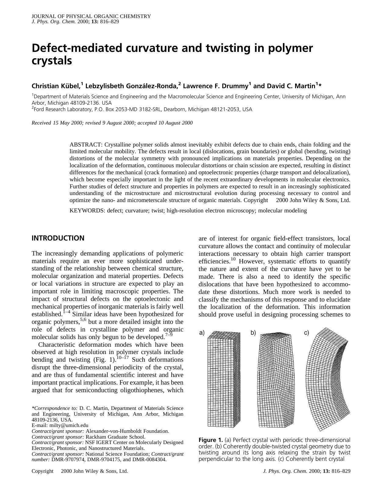 Defect-mediated curvature and twisting in polymer crystals by Unknown