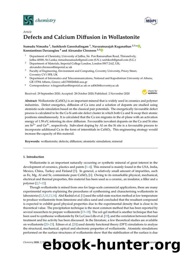 Defects and Calcium Diffusion in Wollastonite by unknow