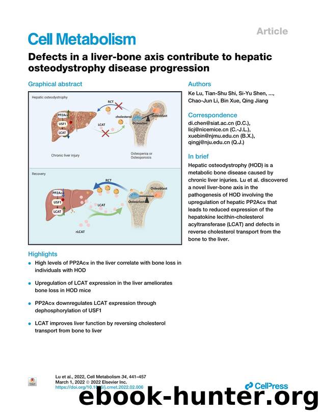 Defects in a liver-bone axis contribute to hepatic osteodystrophy disease progression by unknow