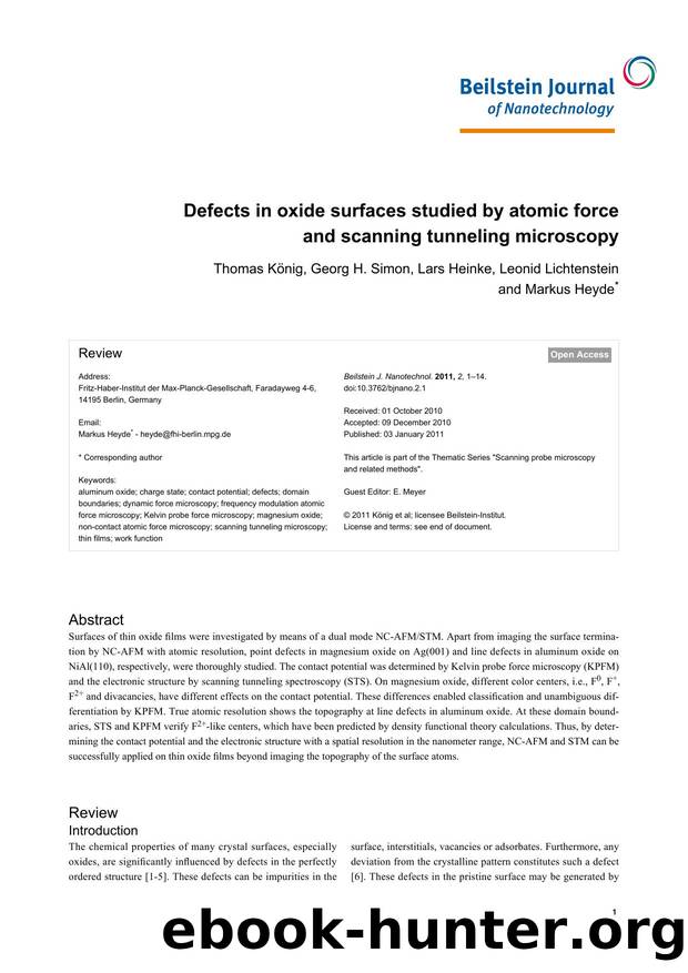 Defects in oxide surfaces studied by atomic force and scanning tunneling microscopy by Thomas König Georg H Simon Lars Heinke Leonid Lichtenstein Markus Heyde