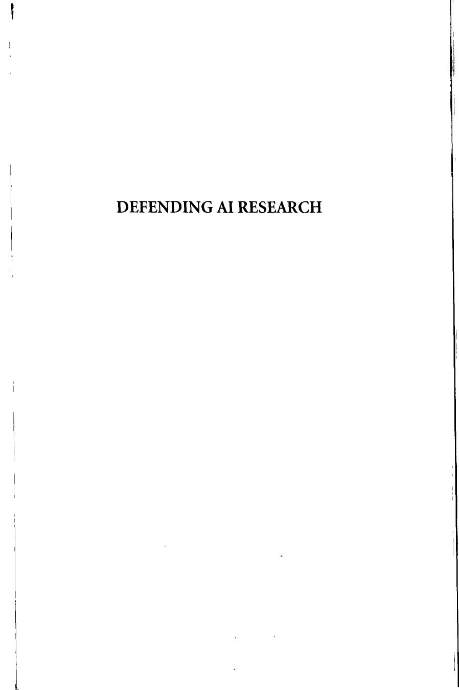 Defending AI research: a collection of essays and reviews by Unknow