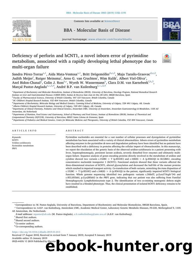 Deficiency of perforin and hCNT1, a novel inborn error of pyrimidine metabolism, associated with a rapidly developing lethal phenotype due to multi-organ failure by unknow