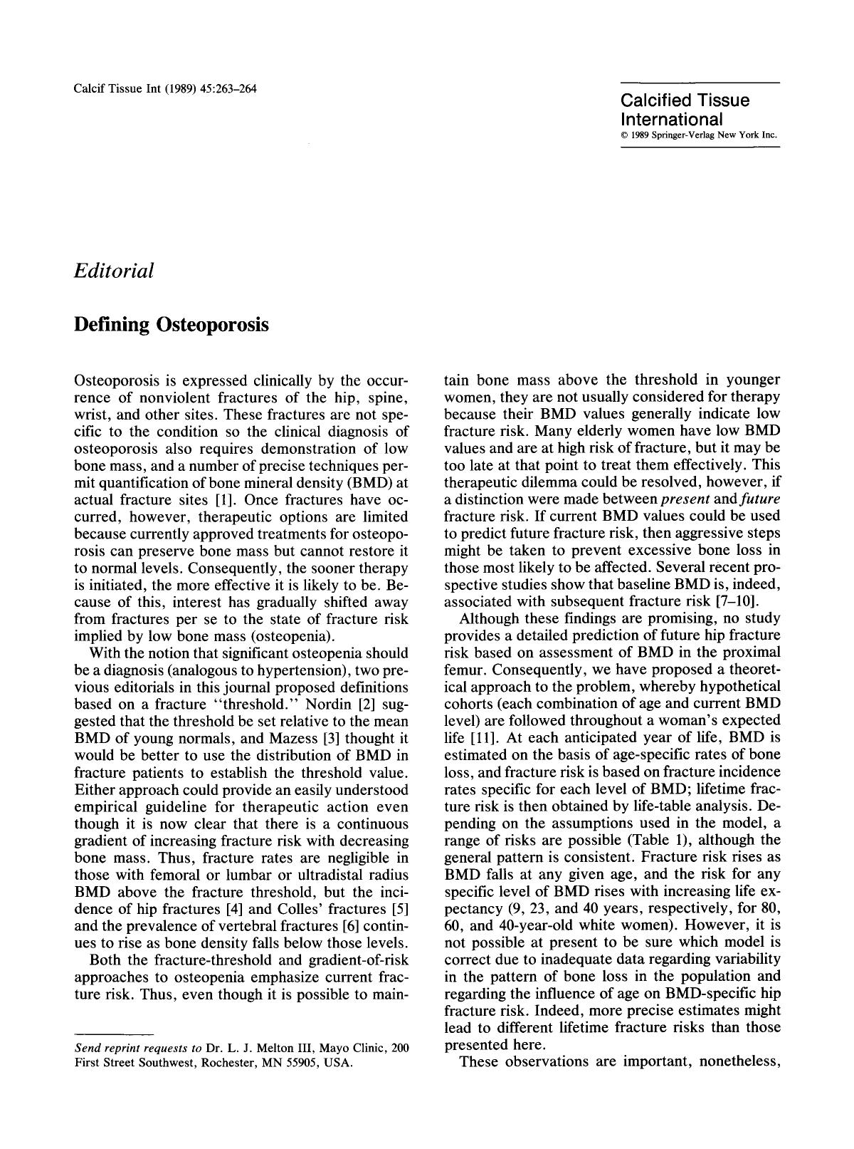 Defining osteoporosis by Unknown