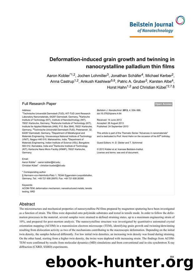 Deformation-induced grain growth and twinning in nanocrystalline palladium thin films by unknow