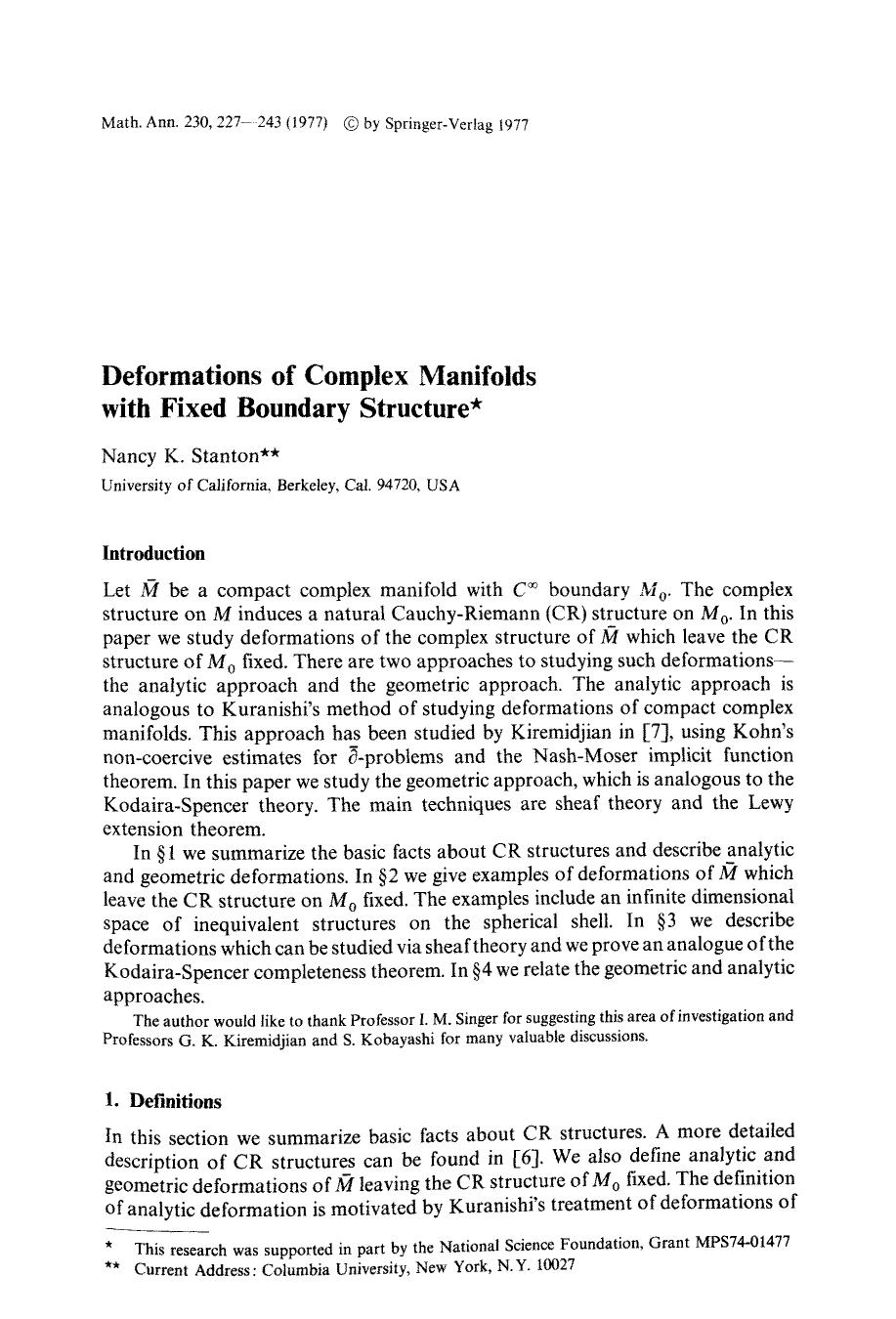 Deformations of complex manifolds with fixed boundary structure by Unknown