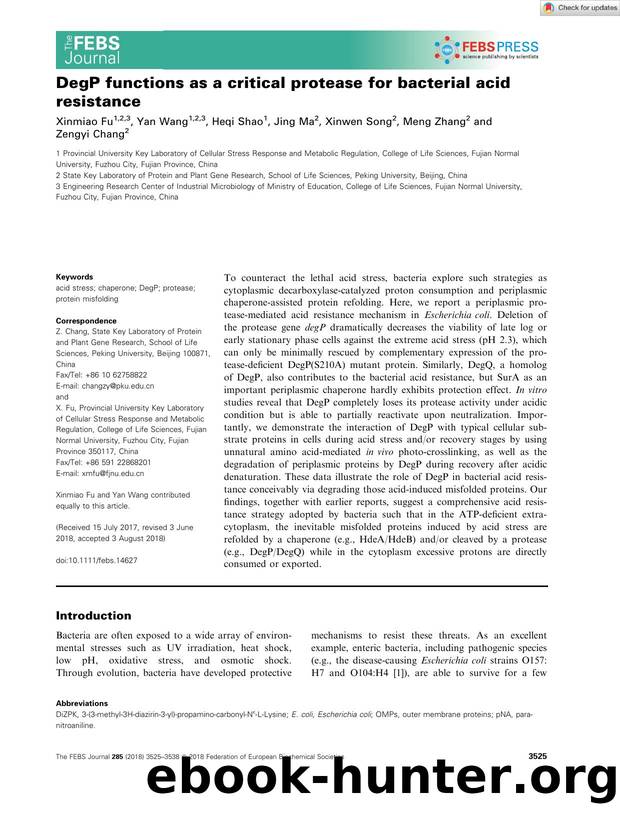 DegP functions as a critical protease for bacterial acid resistance by Unknown