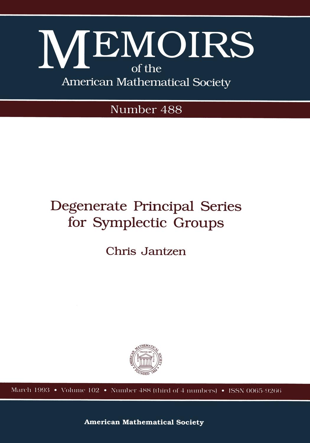 Degenerate Principal Series for Symplectic Groups by Chris Jantzen