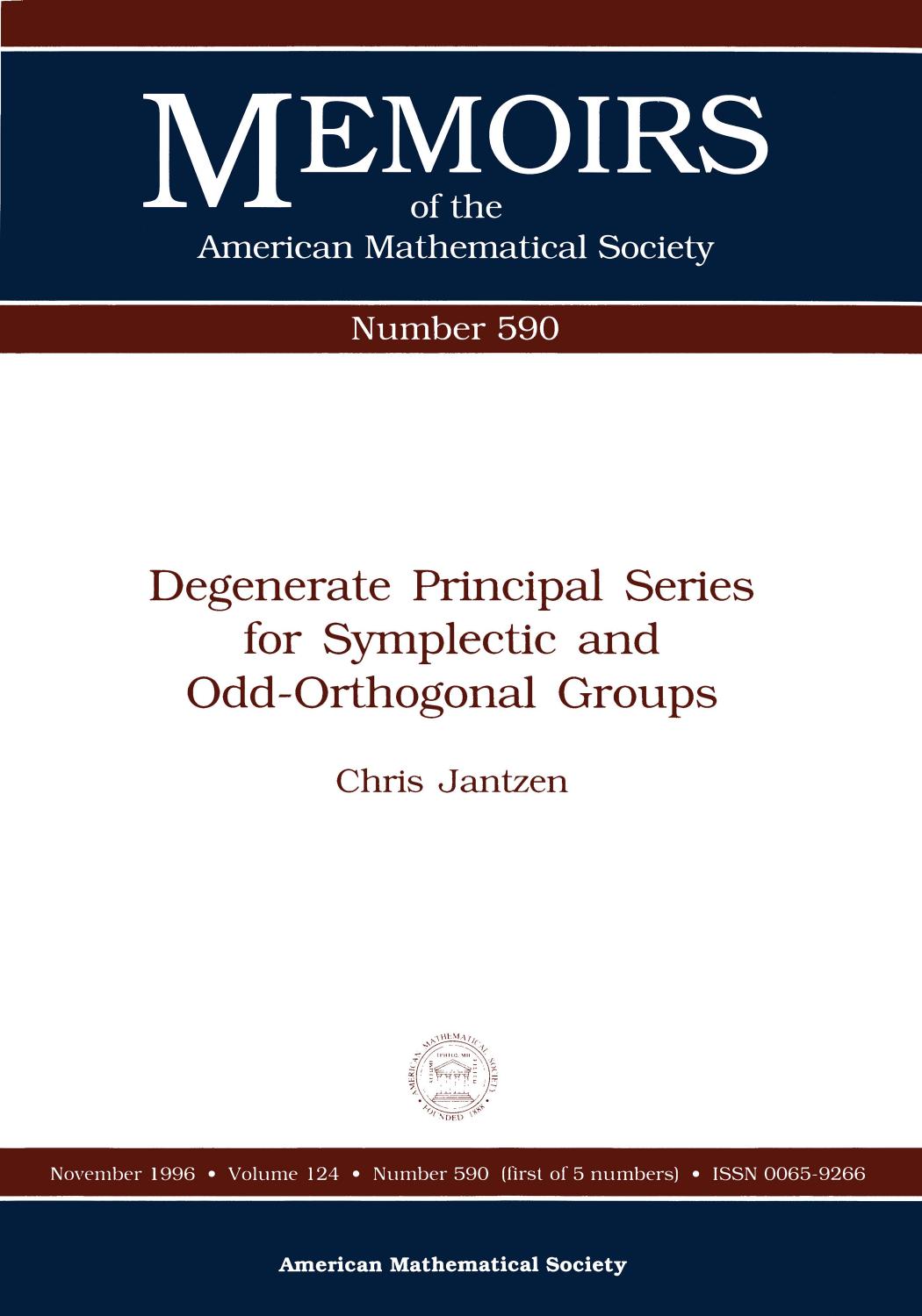 Degenerate Principal Series for Symplectic and Odd-Orthogonal Groups by Chris Jantzen