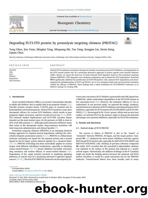 Degrading FLT3-ITD protein by proteolysis targeting chimera (PROTAC) by unknow