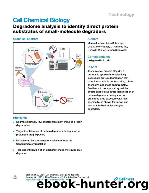 Degradome analysis to identify direct protein substrates of small-molecule degraders by unknow