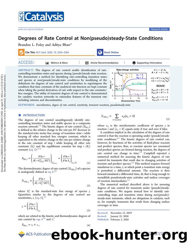 Degrees of Rate Control at Non(pseudo)steady-State Conditions by Brandon L. Foley & Aditya Bhan