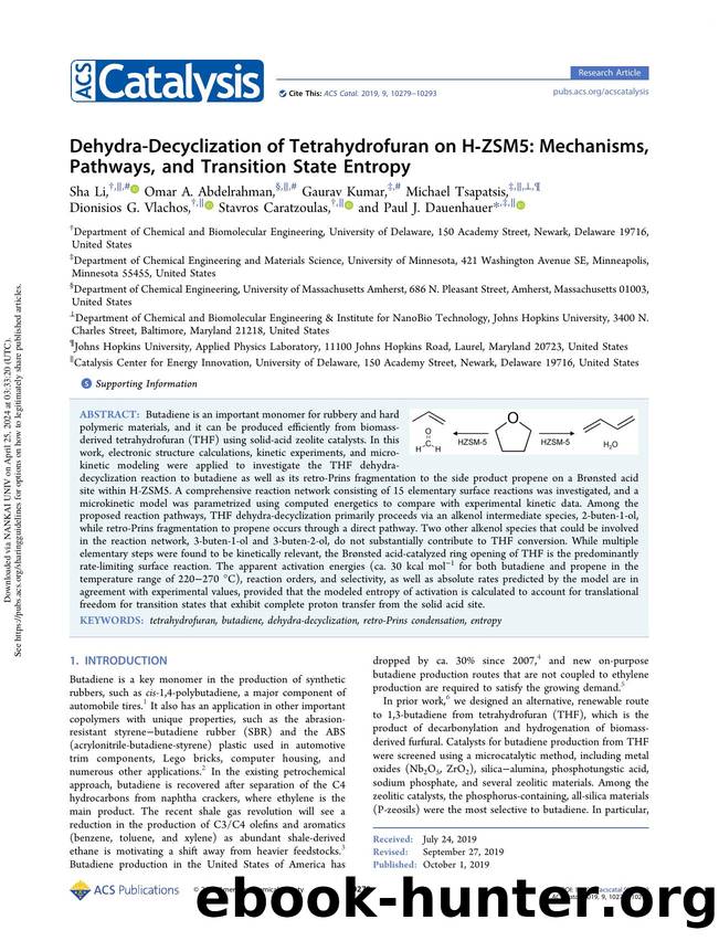 Dehydra-Decyclization of Tetrahydrofuran on H-ZSM5: Mechanisms, Pathways, and Transition State Entropy by unknow