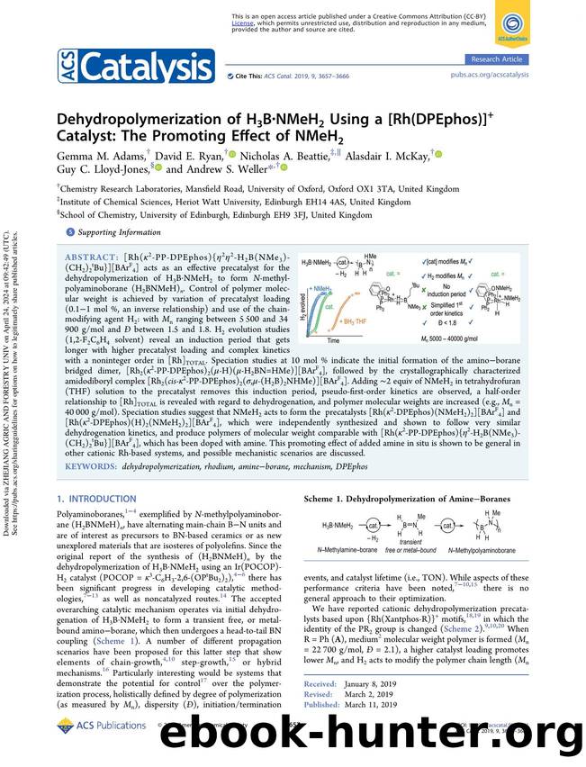 Dehydropolymerization of H3BÂ·NMeH2 Using a [Rh(DPEphos)]+ Catalyst: The Promoting Effect of NMeH2 by unknow