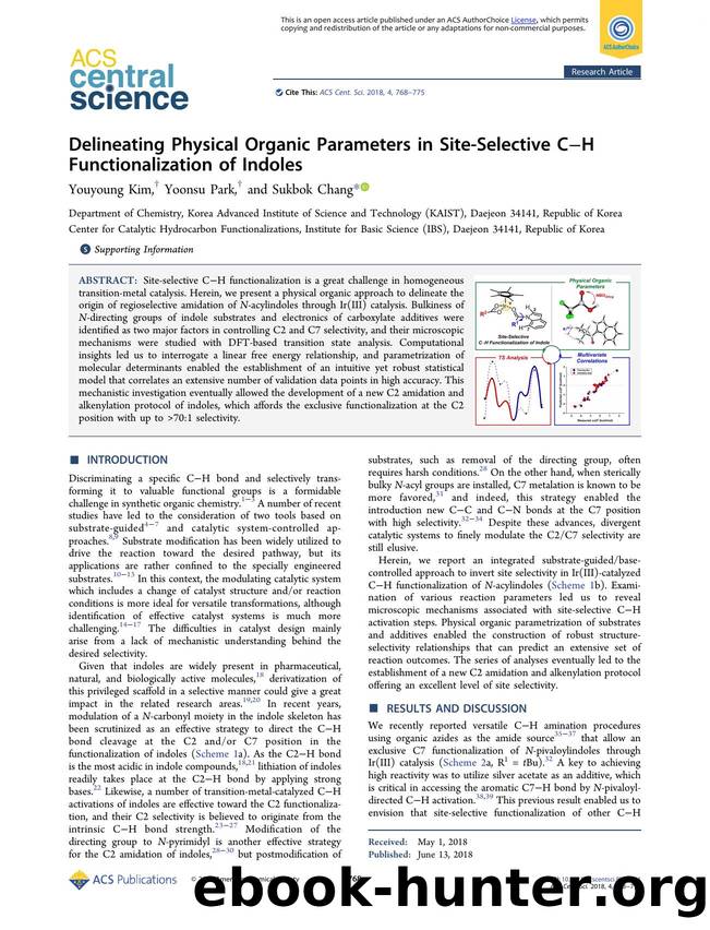 Delineating Physical Organic Parameters in Site-Selective CâH Functionalization of Indoles by Youyoung Kim & Yoonsu Park & Sukbok Chang (ORCID: 0000-0001-9069-0946)