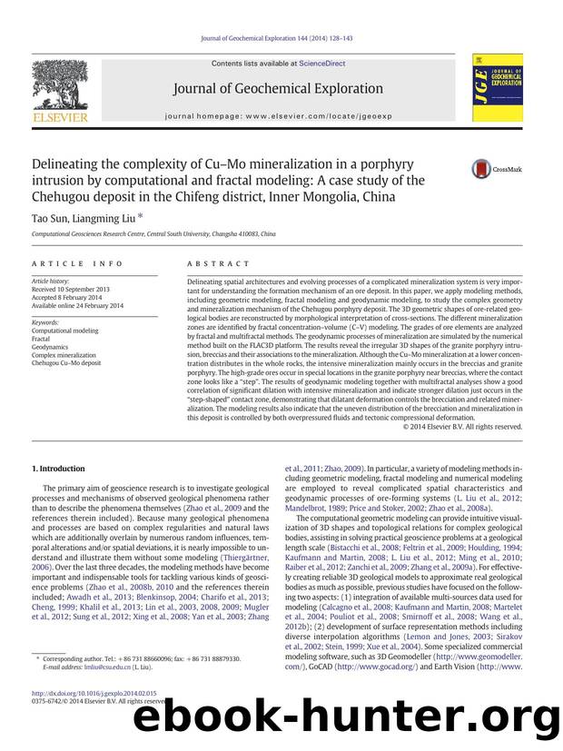 Delineating the complexity of CuâMo mineralization in a porphyry intrusion by computational and fractal modeling: A case study of the Chehugou deposit in the Chifeng district, Inner Mongolia, China by Tao Sun & Liangming Liu
