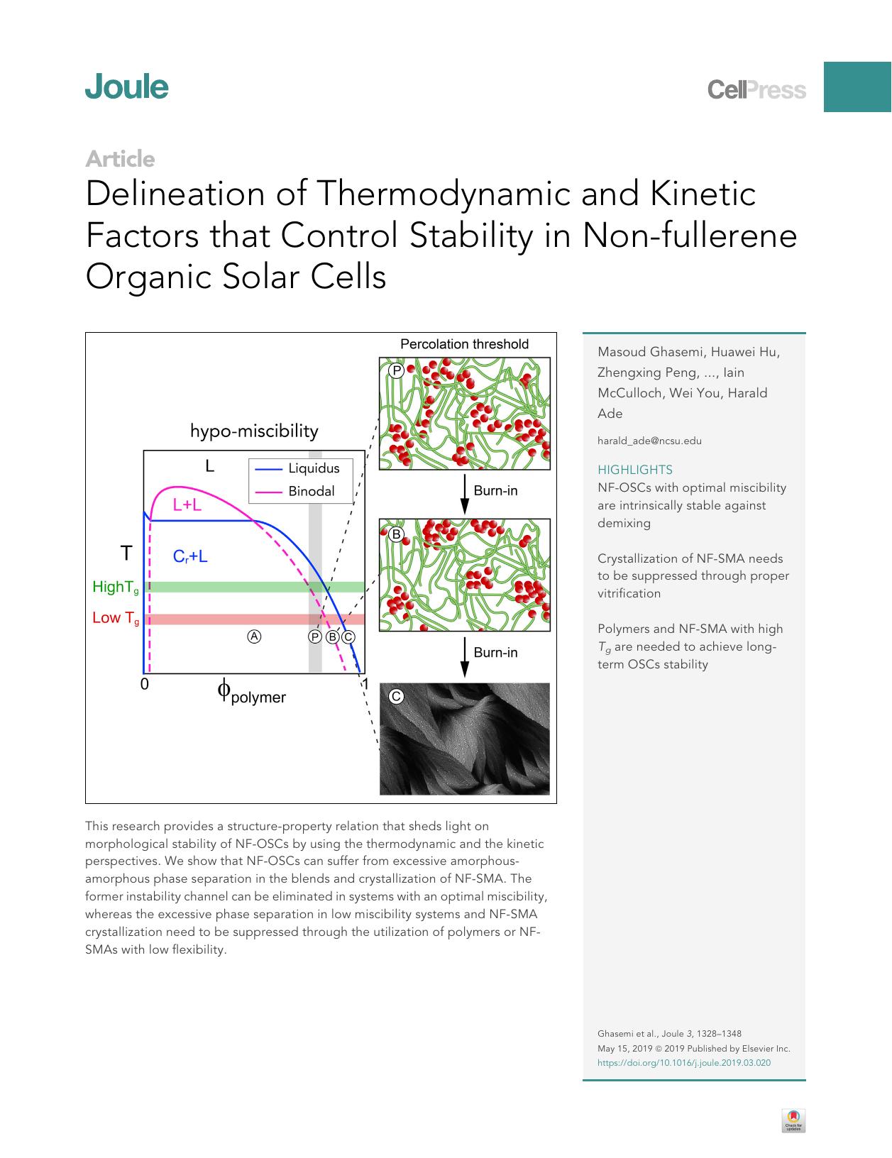 Delineation of Thermodynamic and Kinetic Factors that Control Stability in Non-fullerene Organic Solar Cells by unknow