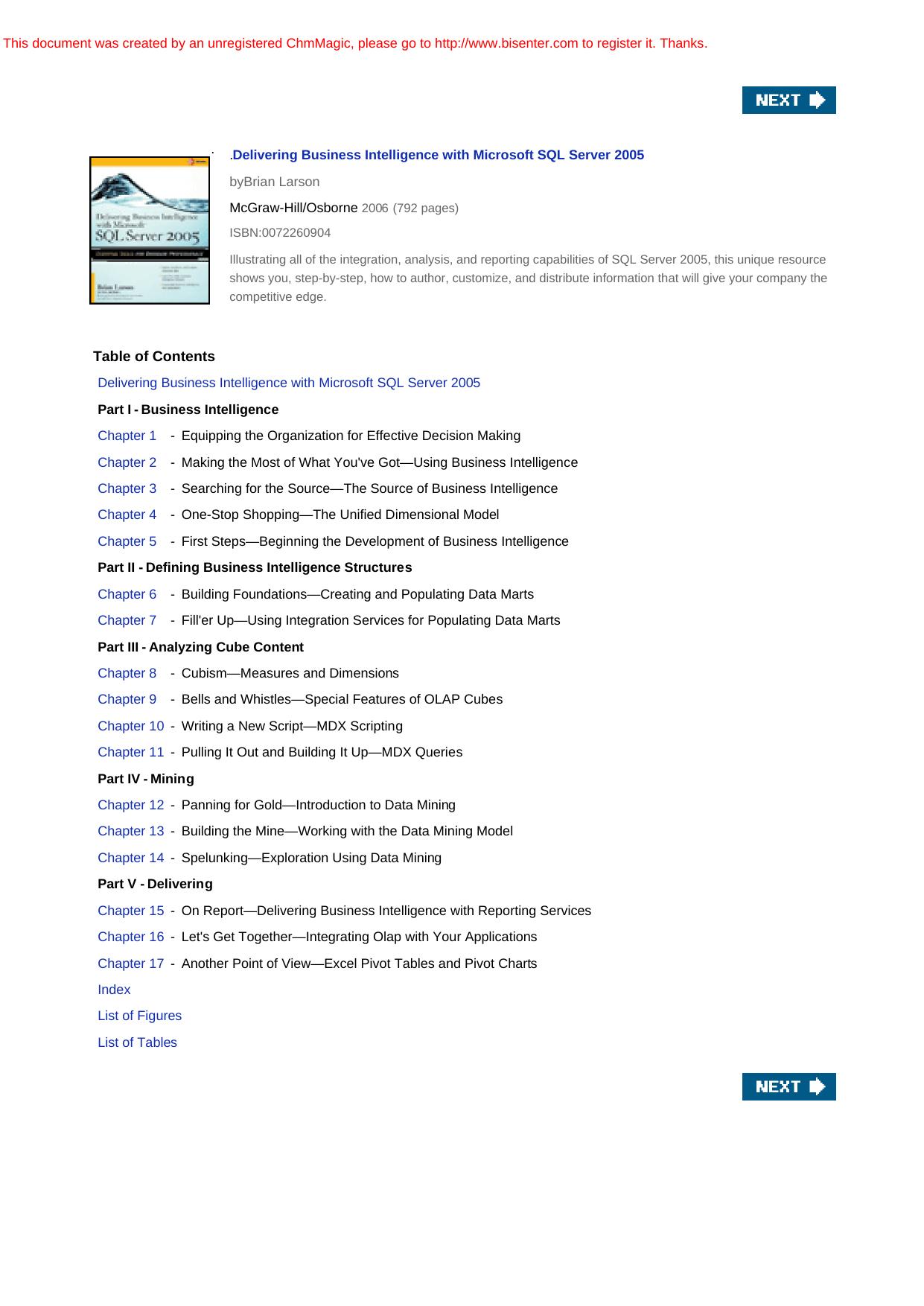 Delivering Business Intelligence with Microsoft SQL Server 2005: Utilize Microsoft's Data Warehousing, Mining & Reporting Tools to Provide Critical Intelligence to A by Brian Larson