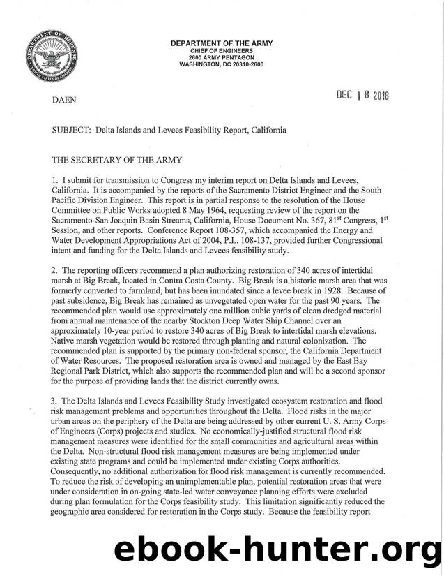 Delta Islands and Levees Feasibility Report, California by Unknown