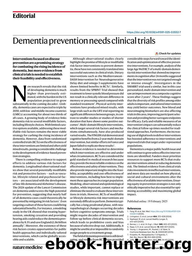 Dementia prevention needs clinical trials by Unknown
