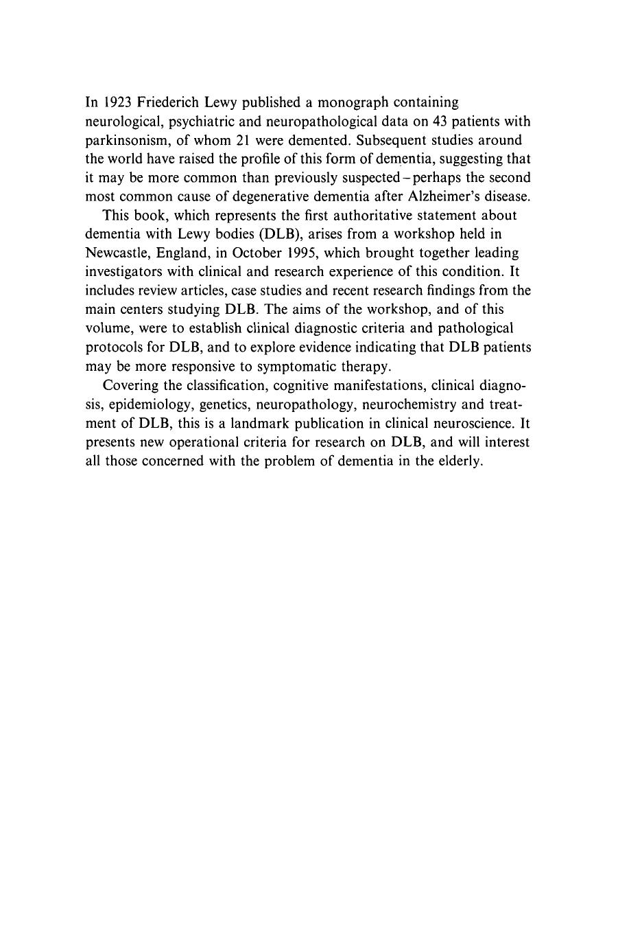 Dementia with Lewy Bodies: Clinical, Pathological, and Treatment Issues by Robert Perry Ian McKeith Elaine Perry Jeffrey L. Cummings
